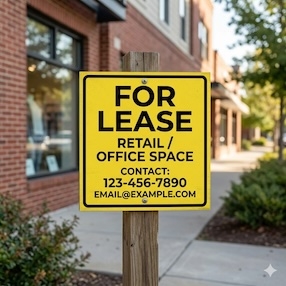Retail Space For Lease sign 